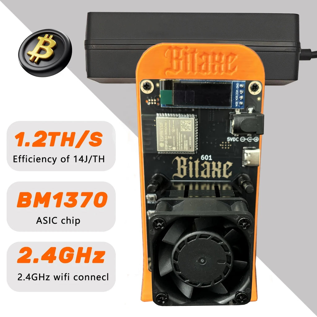 Bitaxe Gamma 601 Bitcoins Miner BM1370 Asic Chip 1.2TH/s Solo Miner 18W/TH Energy Efficiency 2.4G WiFi Home Use BTC Miner