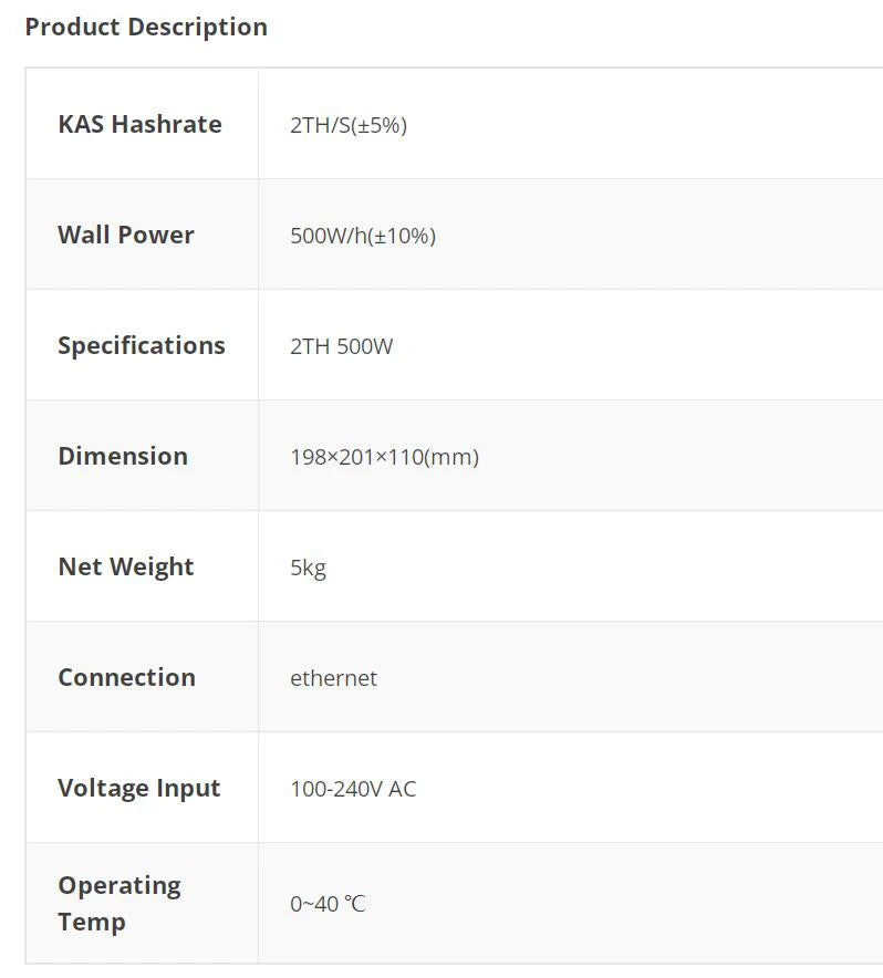 USED IceRiver KS2 Lite 2Th/s 500W Kaspa Miner KAS KS2 Lite Coin Mining Kaspa Mining Machine Asic Miner