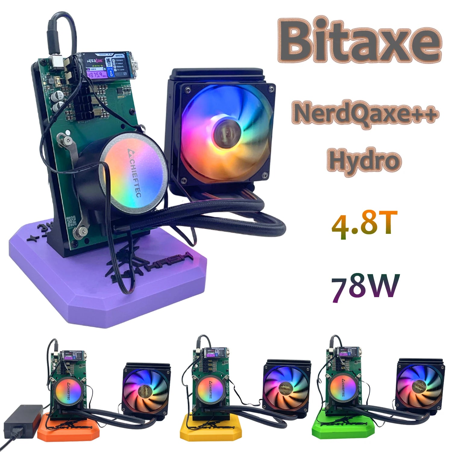 Bitaxe NerdQaxe++ Hydro Cooling ASIC Miner – 4.8TH/s NerdQAxe+ + Water Cooling With All kinds of Plug NerdQAxe