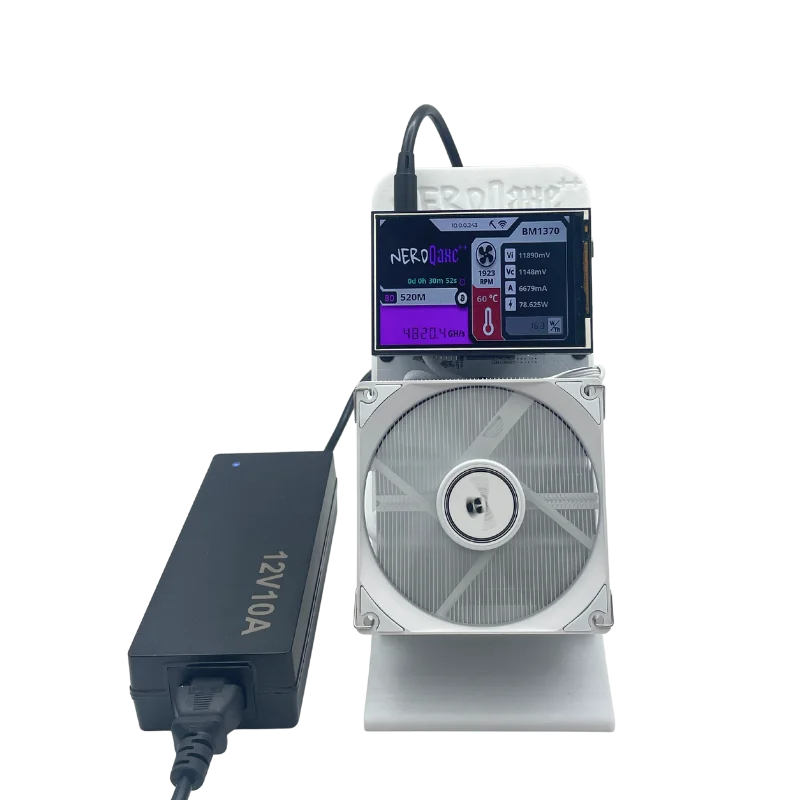 2025 New Bitaxe NerdQaxe++ BTC Solo Miner 4.8T-5TH/S 80W 4XBM1370 ASIC Chip Open Source Bitcoin Crypto Miner Silent Miner