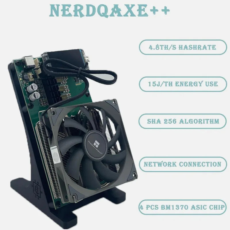 Bitaxe NerdQaxe++ 4.8TH/s Bitcoins Miner 4 Pieces BM1370 Asic Chip Solo BTC 80W 2.4G WiFi Open-Source Mining Machine With PSU