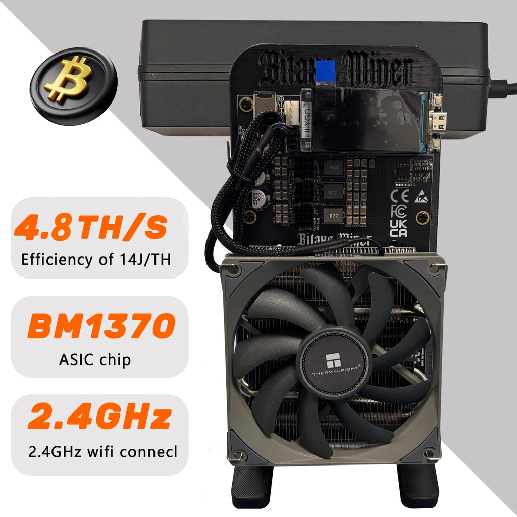 Bitaxe NerdQaxe++ 4.8TH/s 68w Bitcoins Miner 4 PCS BM1370 Asic Chip Solo BTC miner With 120W Power Supply