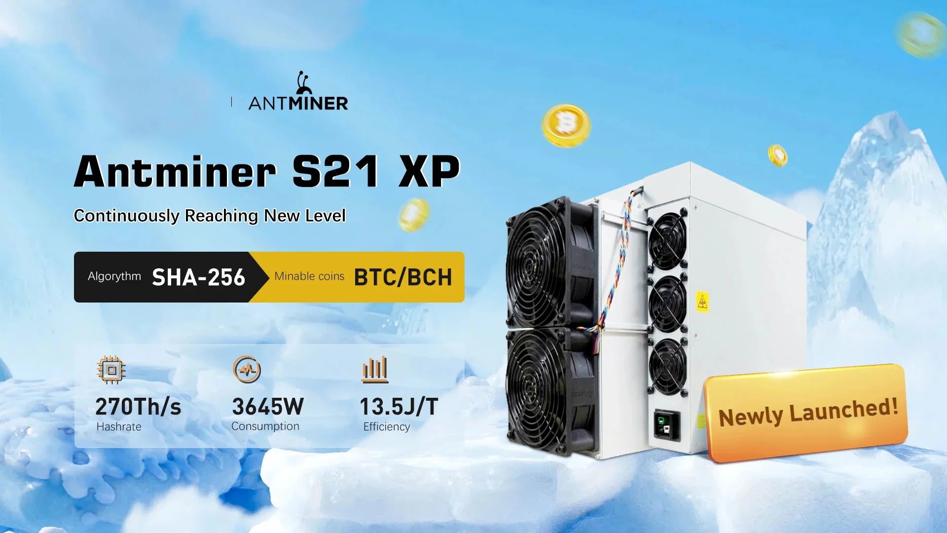 New BTC Miner Antminer S21 xp 270Th/s 3645W Best Air Cooling Bitcoin Miner Antminer S21XP BTC Mining Than Antminer S21 pro S21+