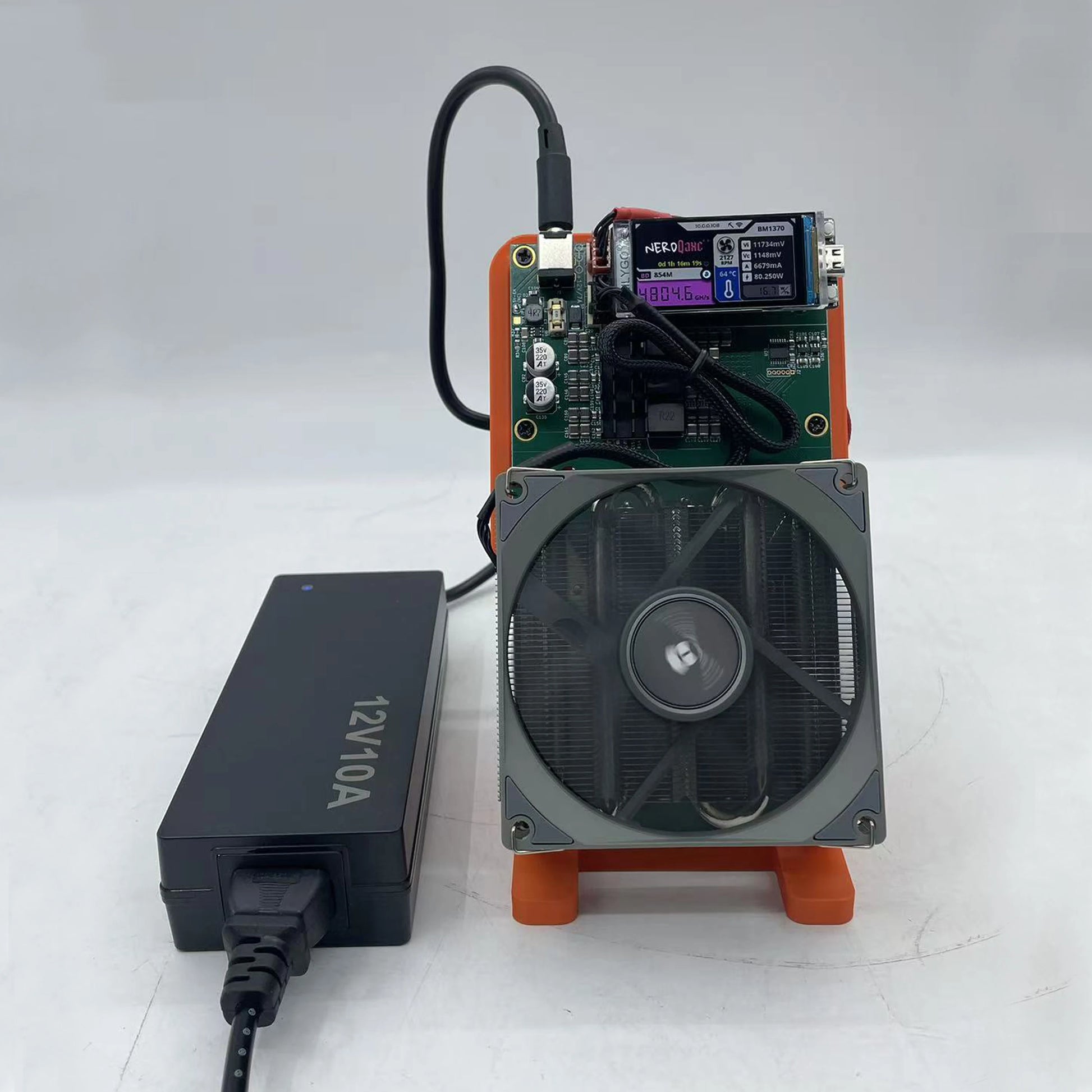 Dual Fans,New Bitaxe NerdQaxe++ 4.8TH/s 78w Bitcoins Miner 4 PCS BM1370 Asic Chip Solo BTC miner With PSU Btc Mining Machine