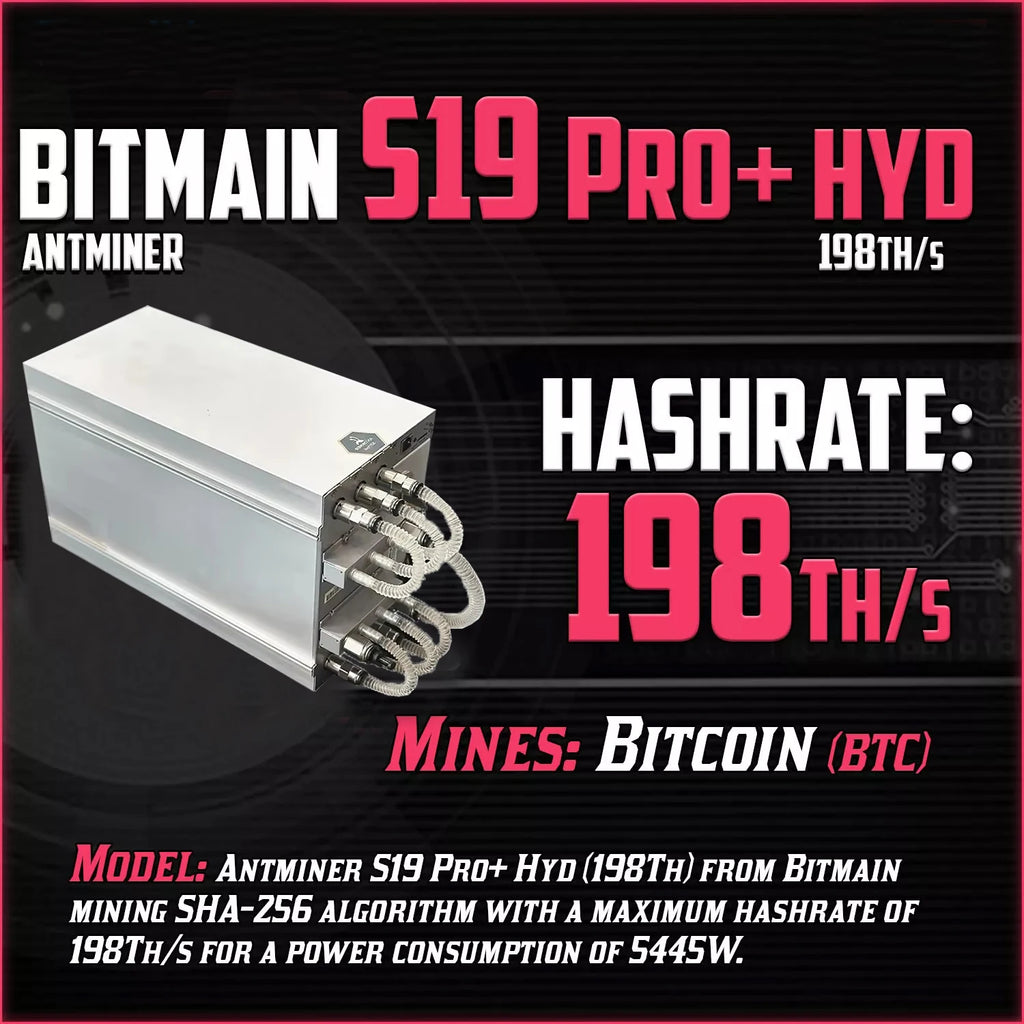 New Bitmain Antminer S19 Pro+ Hyd 198T S19Pro+ Hyd 198T Bitcoin Miner BTC/BCH/BSV SHA256 Hydro-cooling Miner