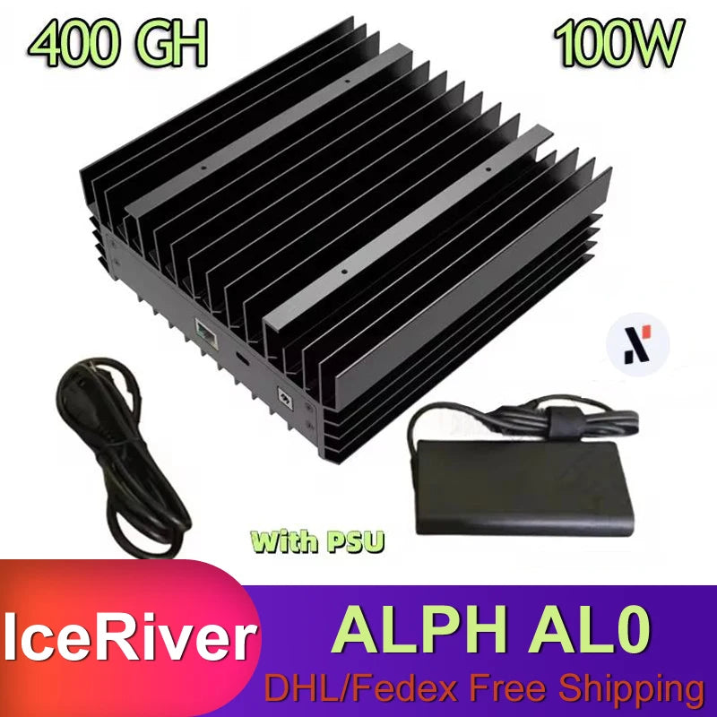 New Released IceRiver ALPH AL0 400Gh/s 100W Alph Crypto Miner IceRiver Mining Blake3 Algorithm With PSU
