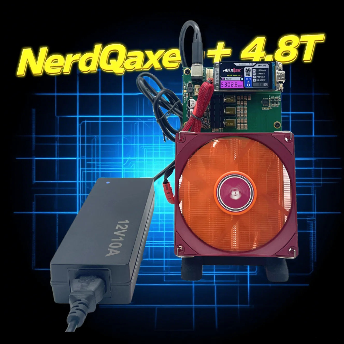 Nerdminer NERDQAXE++ BTC Miner 4.8TH/s 76 Watts Bitaxe NerdQaxe++