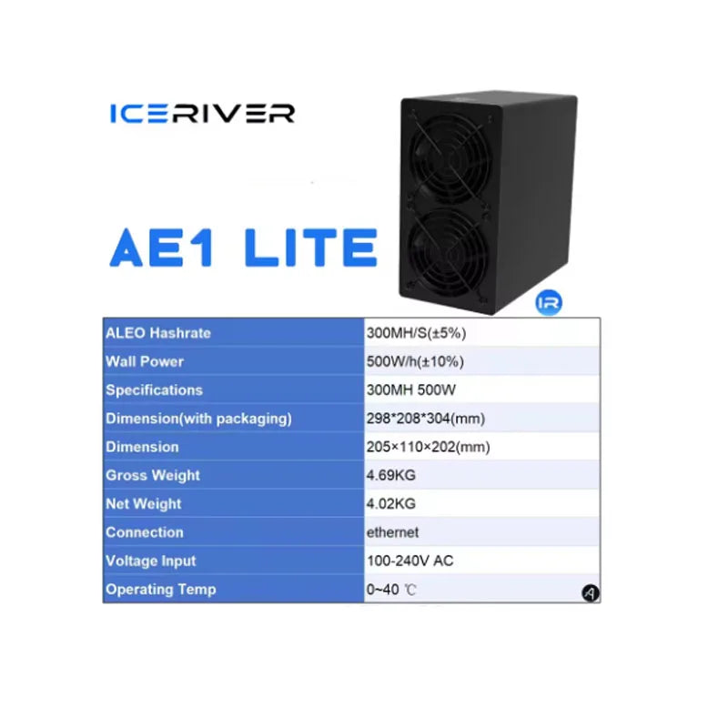 New ICERIVER ALEO AE1 LITE 300MH/S Mining Rig Efficient 500W High-Performance ALEO Asic Miner Free shipping
