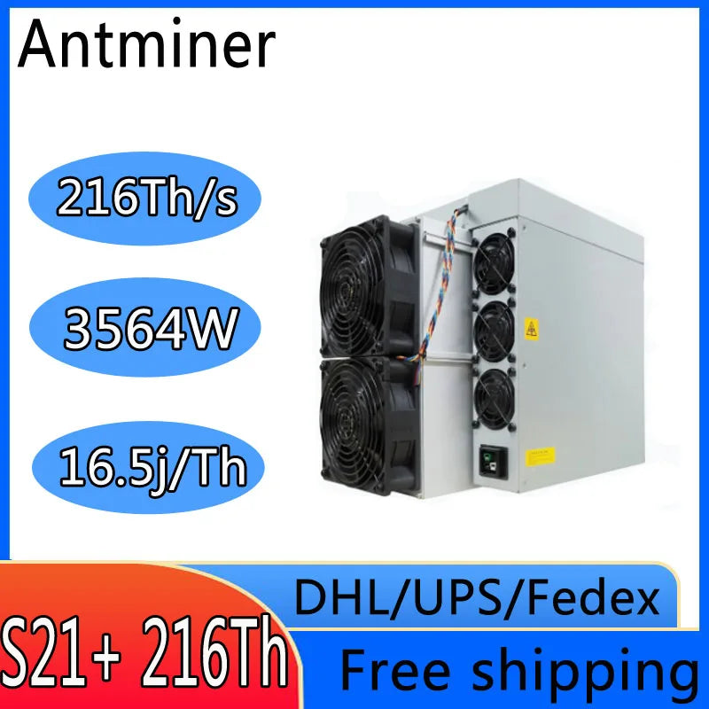 Antminer S21+ BTC Miner 216T 225T 235T ASIC Miner SHA-256 BTC Free Shipping