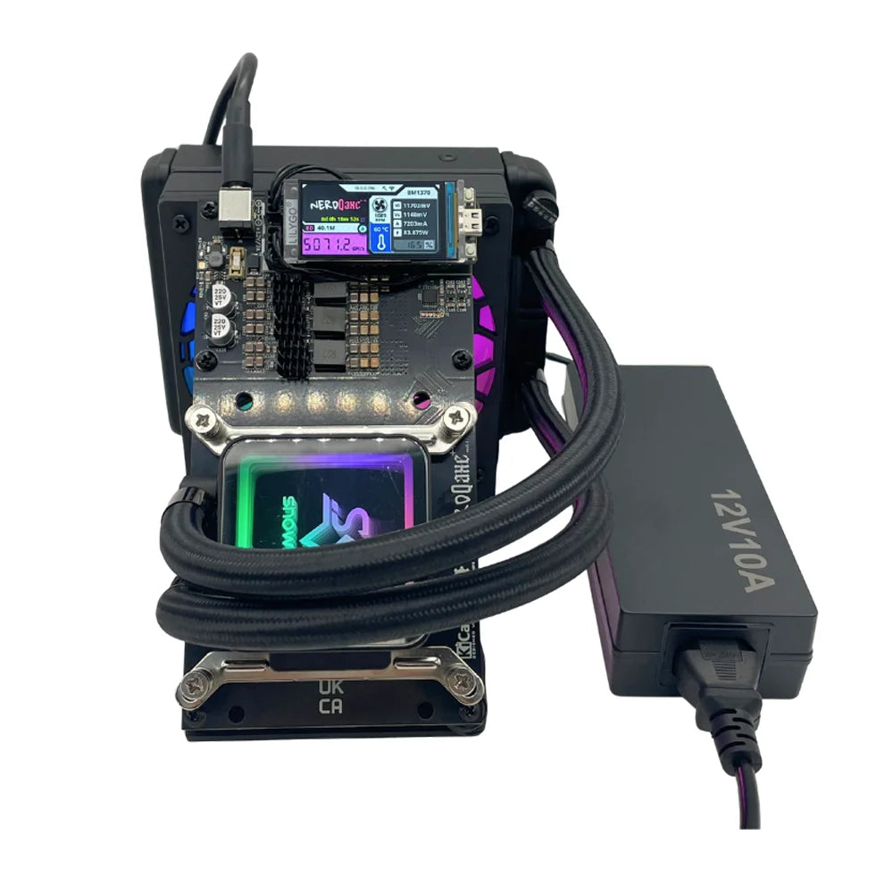 Latest Triangular Bracket Water Cooling Bitaxe NerdQaxe++ 4.8TH/s Asic Bitcoins Miner Solo BTC 2.4G WiFi BTC 80W Mining Machine