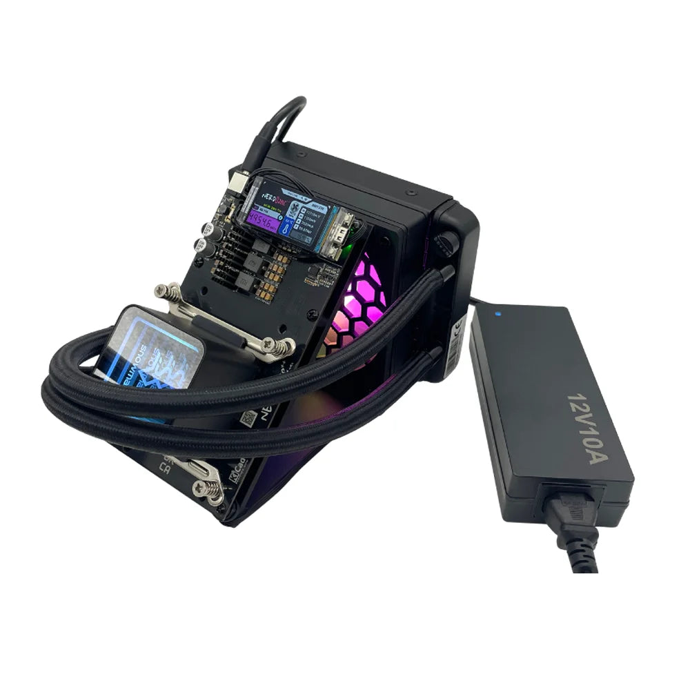 Latest Triangular Bracket Water Cooling Bitaxe NerdQaxe++ 4.8TH/s Asic Bitcoins Miner Solo BTC 2.4G WiFi BTC 80W Mining Machine