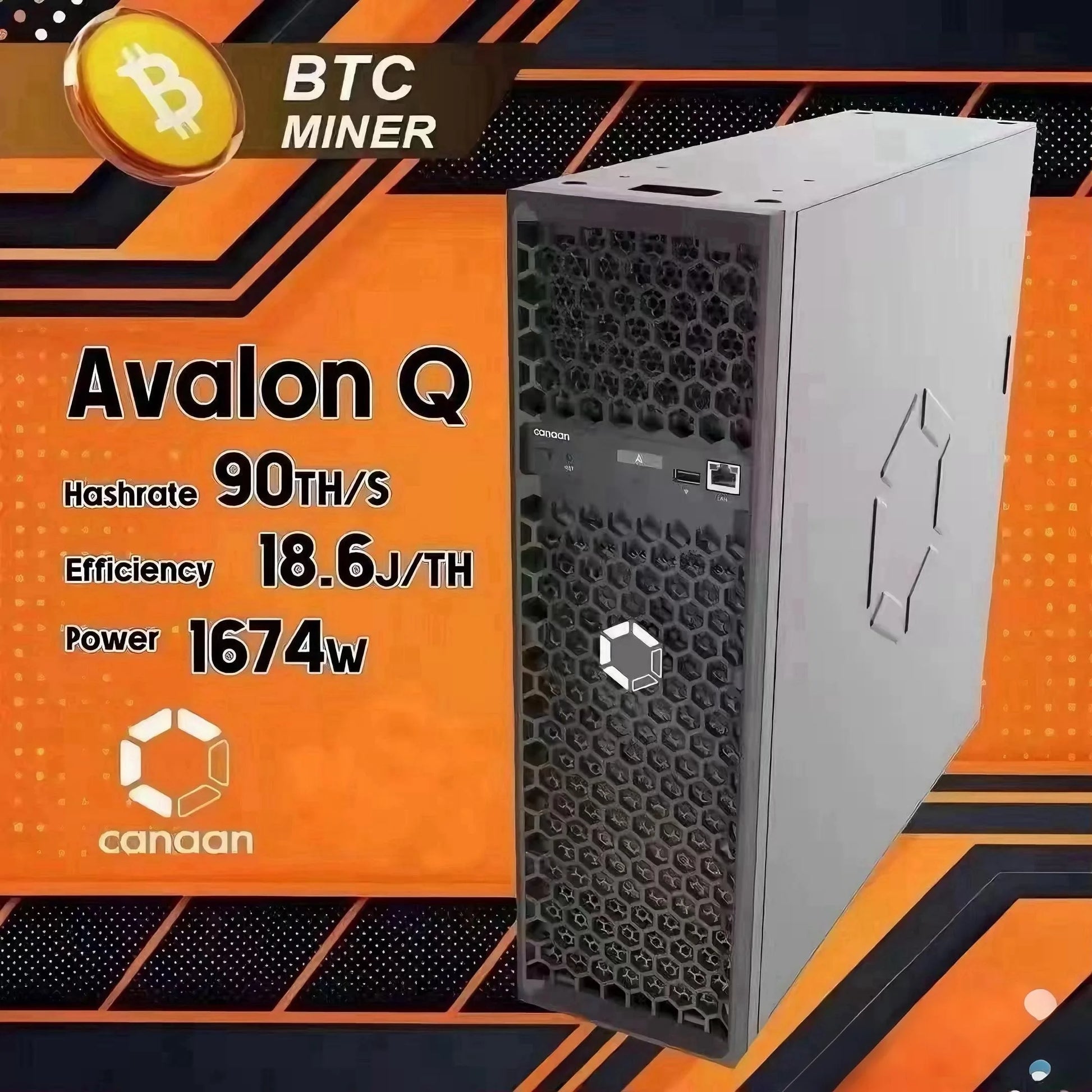 New Home BTC Mining Avalon Q 90TH/s 1674W 18.6J/TH Bitcoin Miner With PSU Low Noise AvalonQ Crypto ASIC BTC Miner 110-220V