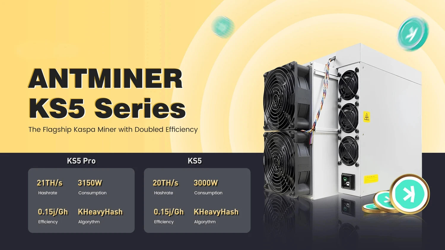 in Stock New Bitmain Antminer KS5 20T/KS5 Pro 21T Kaspa Miner KAS Coin Asic Miner DHL/Fedex/UPS Free shipping