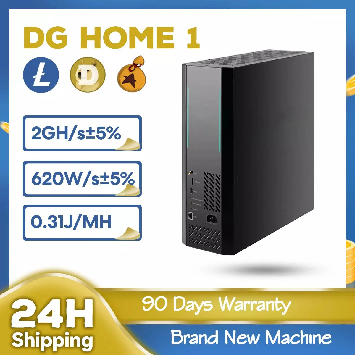 ElphaPex DG Home 1 LTC DOGE BEL Miner 2.1GH/s 630W Home ASIC DG Home1