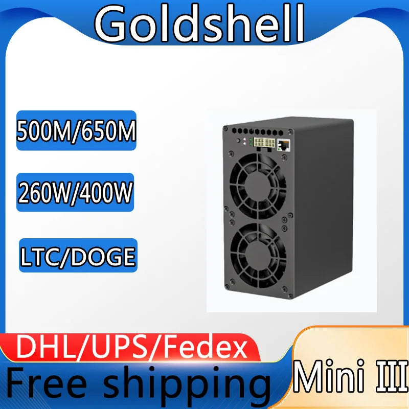 New Goldshell Mini Doge 3 Doge Coin Miner 700MH/S 400W Doge Miner Goldshell Mini doge III Quiet Home LTC Mining box minidoge 3