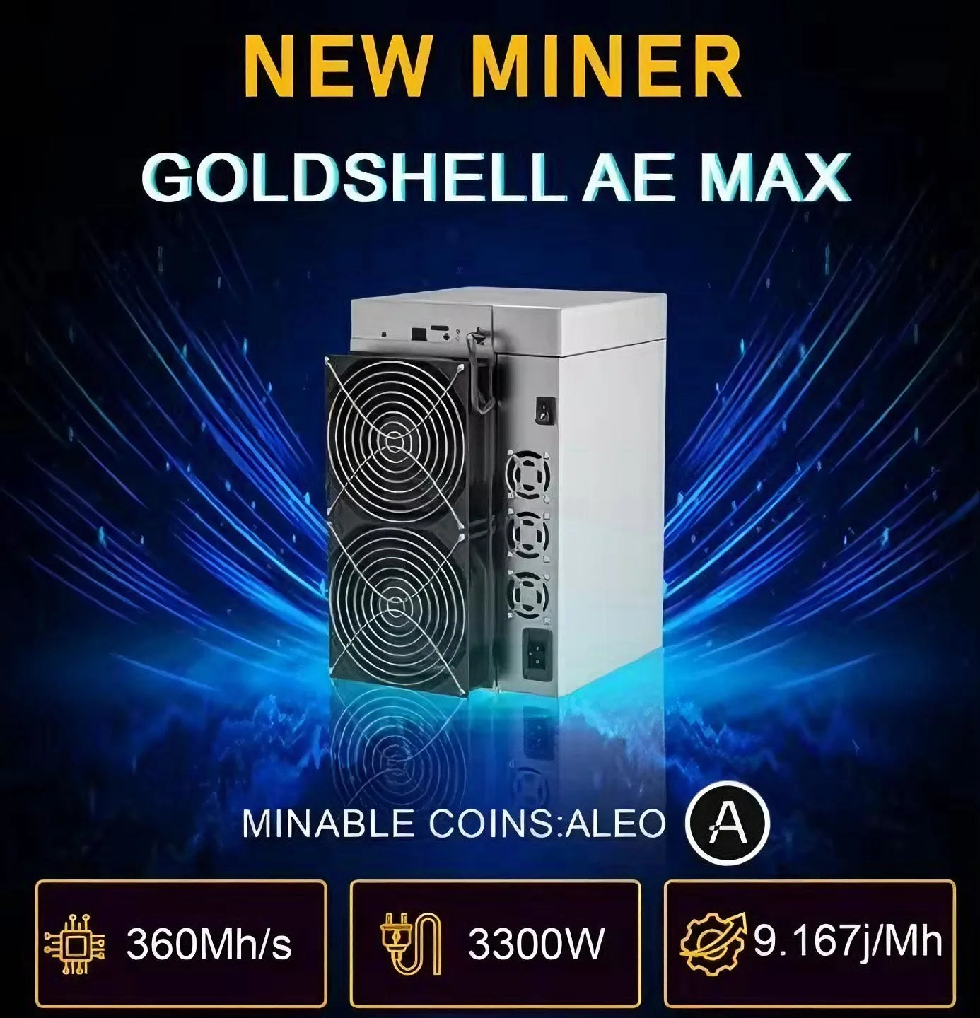 ORIGINAL New Release Goldshell AE Max 360Mh/s 3300W zkSNARK Algorithm ALEO Miner Mining