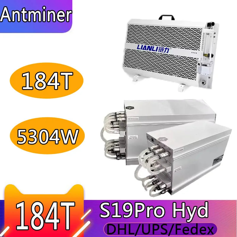 Antminer-S19Pro HYD 184T Bitmain S19 Pro + HYD 184T Water Cooling Asic Crypto Bitcoin Mining Machine, BCH,BTC Miner
