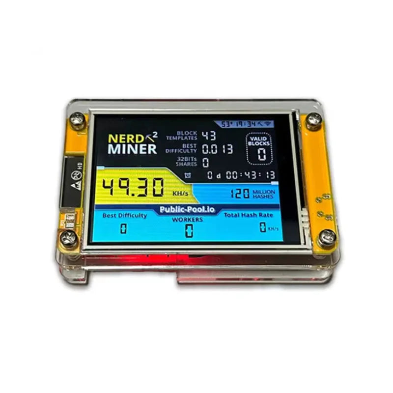 New Bitcoin Miner nerd miner V2 2.8 inches btc miners 375kH/S BTC miner BCH DGB Crypto miners Firmware Nerdminer LCD Display