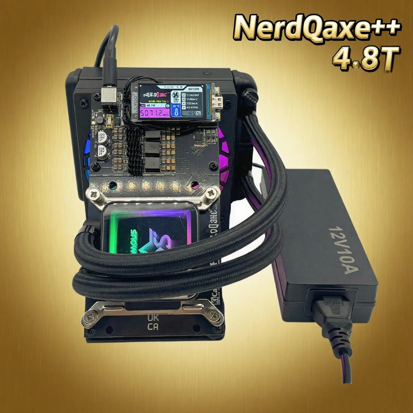 Latest Triangular Bracket Water Cooling Bitaxe NerdQaxe++ 4.8TH/s Asic Bitcoins Miner Solo BTC 2.4G WiFi BTC 80W Mining Machine