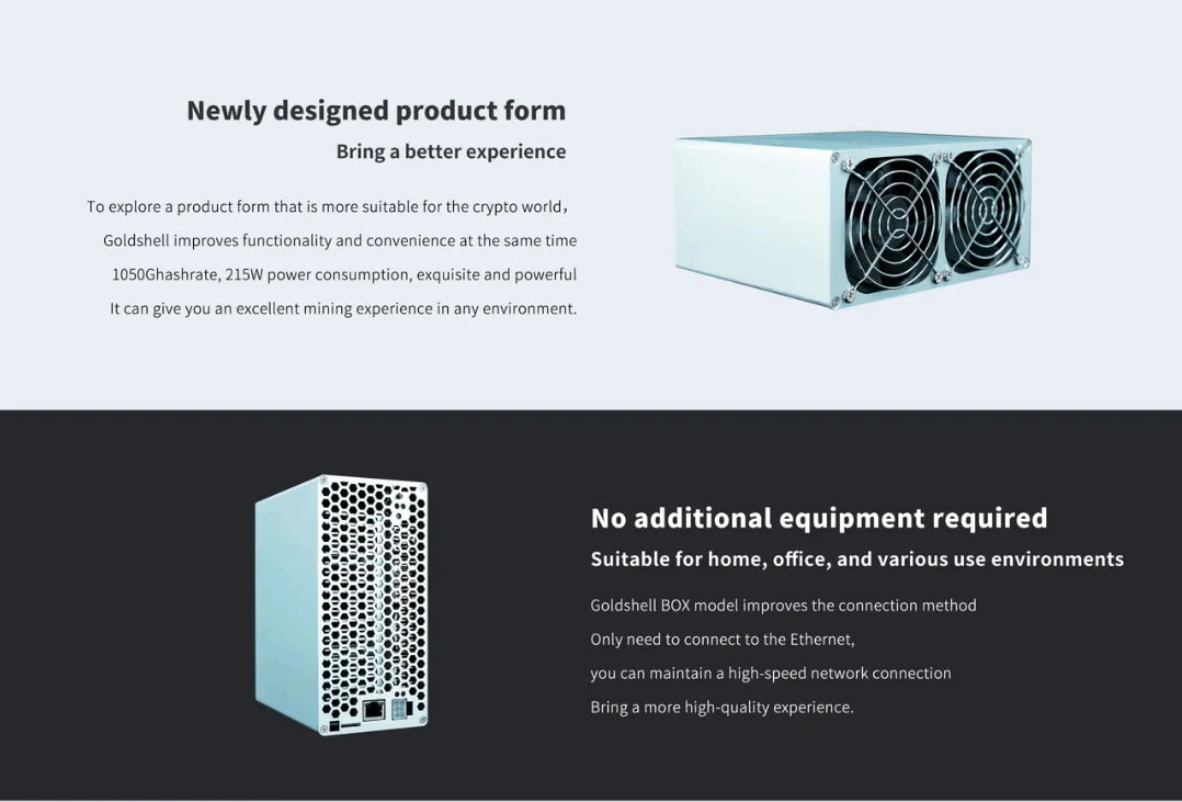 USED  Goldshell CK BOX 1050GH/s±5% | 215W±5% | 0.2W/G Nervos Network Miner With 750W PSU Option